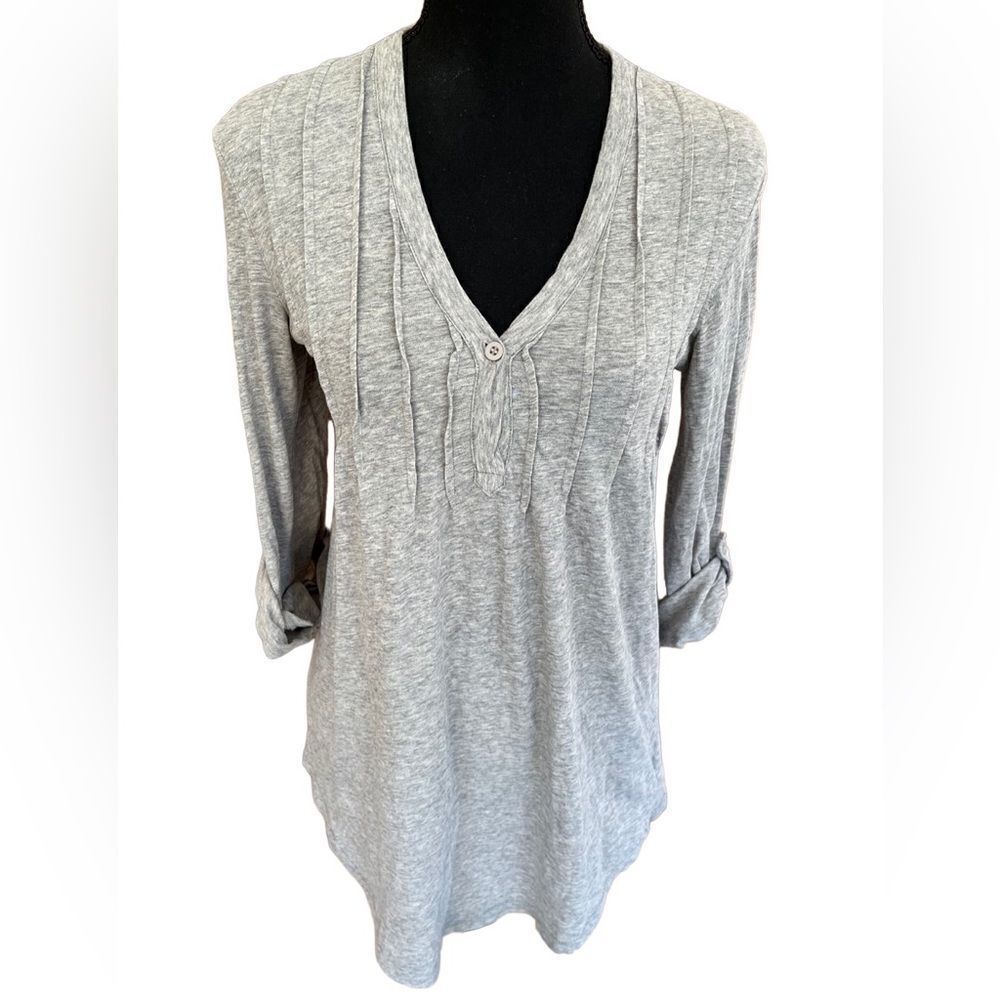 Alternative Apparel 100% cotton gray marled look v neck button front top size S